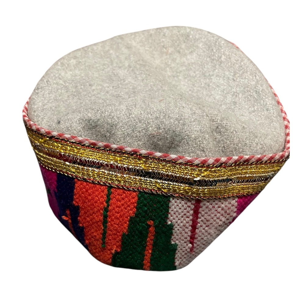 Hamachali‎ Kullu pahadi Embroidered Knit Hat Wool 6.5" Cap Ethnic Style Beanie